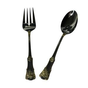 Royal Albert Old Country Roses Salad Serving Set Spoon and Fork Stainless Steel